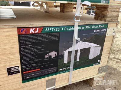 KJ K3325 Double Garage Steel Barn Shed - Unused