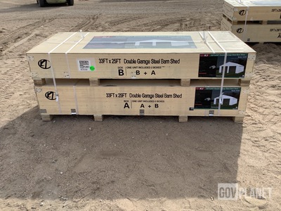 KJ K3325 Double Garage Steel Barn Shed - Unused