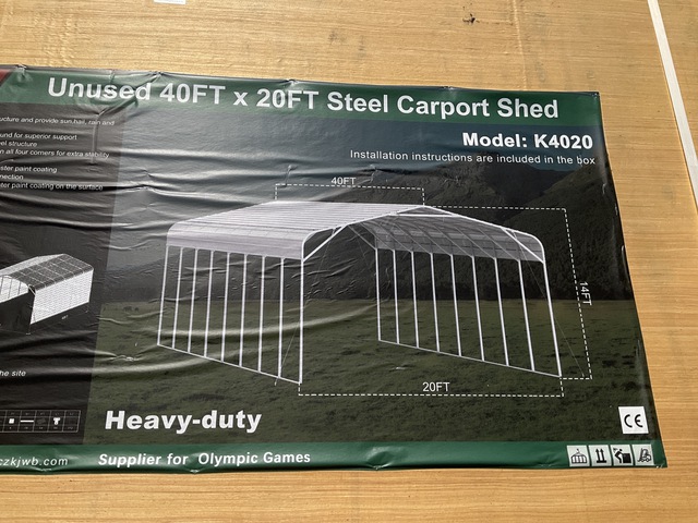 KJ K4020 Steel Carport Shed - Unused KJ K4020 Steel Carport Shed - Unused