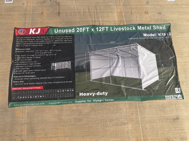 KJ K1912 Livestock Metal Shed - Unused