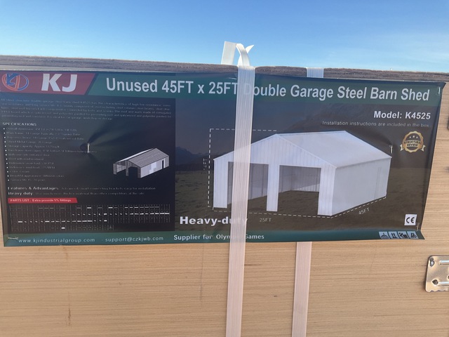 KJ K4525 Double Garage Steel Barn Shed - Unused