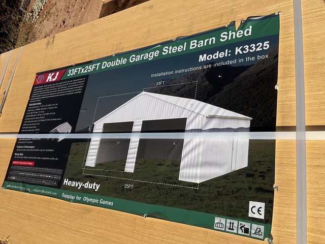 KJ K3325 Double Garage Steel Barn Shed - Unused KJ K3325 Double Garage Steel Barn Shed - Unused