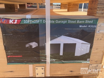 KJ K3325 Double Garage Steel Barn Shed - Unused