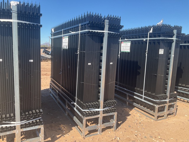 (24) Pieces of KJ Powder Coated Steel Fence w/(25) Post Connectors - Unused