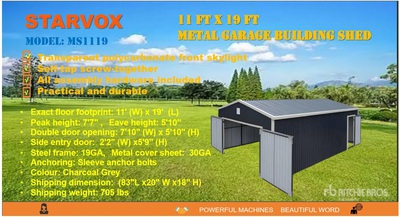 2025 STARVOX MS1119 11 ft x 19 ft Shed (Unused)