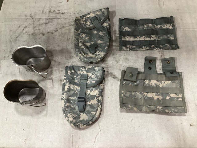 (39) Water Canteen Cups, (78) Entrenching Tool Carriers & Assorted Items