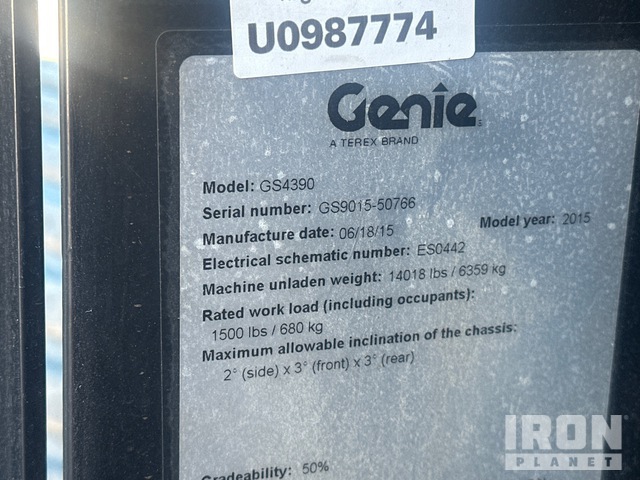 ELEVADOR TIJERA 2015 GENIE GS4390