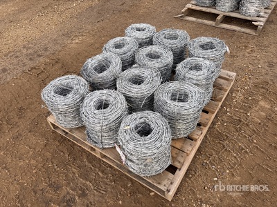 Quantity of (12) 2025 BYT BW04 Rolls of 656 ft Barbed Wire Barbed Wire (Unused)