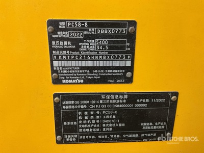 2022 Komatsu PC58-8 Mini pelle hydraulique
