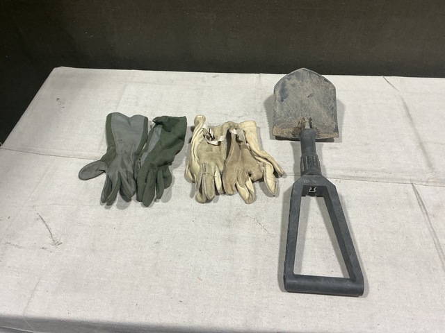 (18) Entrenching Hand Tools, (47) Pairs of Flyer's Gloves & Assorted Items