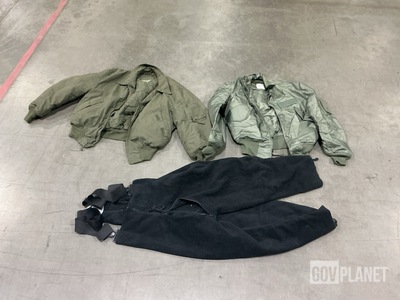 (1) Pair of Cold Weather Overalls, (10) Flyer’s Jackets & Assorted Items