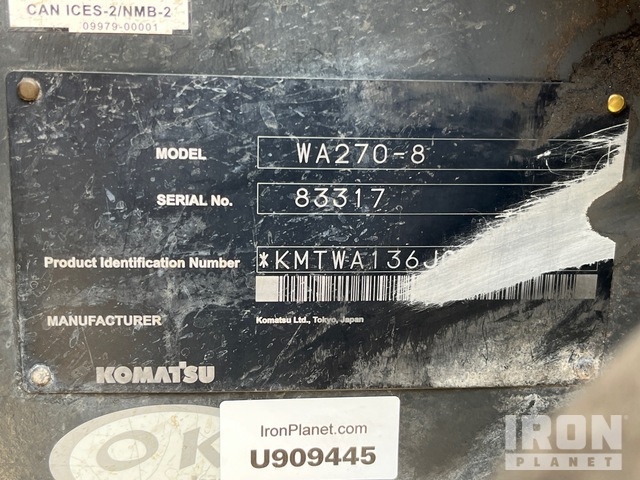 CARGADOR FRONTAL KOMATSU WA2708