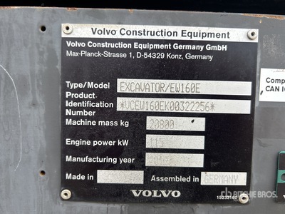 2018 Volvo EW160E Highway Wheeled Excavator