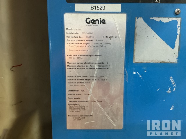 ELEVADOR ARTICULADO 2013 GENIE 4WD Z6034