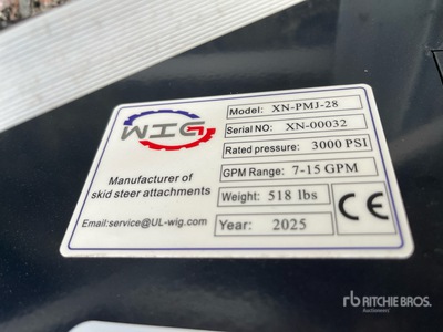 2025 Wig XNPMJ158 Skid Steer Log Splitter (Unused)