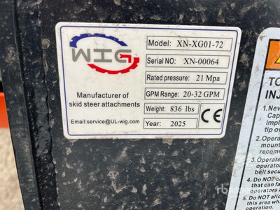 2025 Wig XNXG0172 Skid Steer Tiller (Unused)