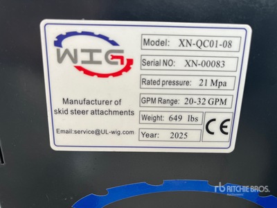 2025 Wig XNQC0108 Skid Steer Stump Grinder (Unused)