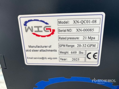 2025 Wig XNQC0108 Skid Steer Stump Grinder (Unused)