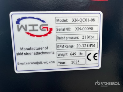 2025 Wig XNQC0108 8 IN Skid Steer Stump Grinder (Unused)