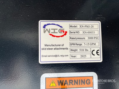 2025 Wig XNPMJ158 28 IN Skid Steer Log Splitter (Unused)