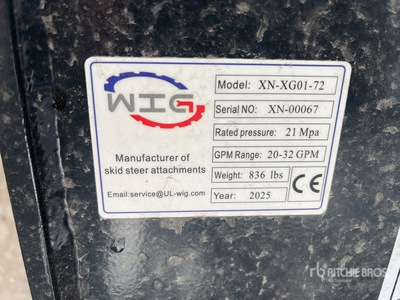 2025 Wig XNXG0172 Skid Steer Tiller (Unused)
