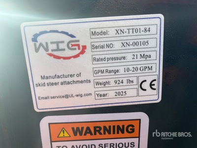 2025 Wig XNTT0184 84 IN Skid Steer Dozer (Unused)