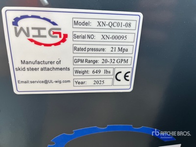 2025 Wig XNQC0108 8 IN Skid Steer Stump Grinder (Unused)