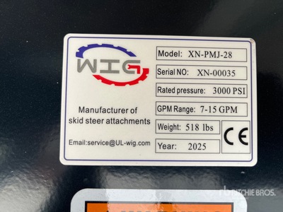 2025 Wig XNPMJ158 28 IN Skid Steer Log Splitter (Unused)