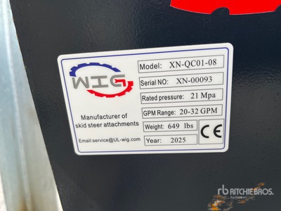 2025 Wig XNQC0108 8 IN Skid Steer Stump Grinder (Unused)