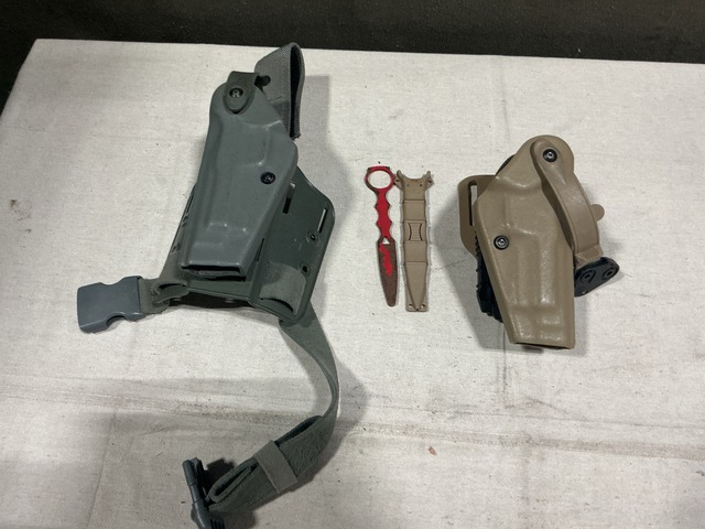 (13) Pistol Holsters, (20) Training Daggers & Assorted Items (13) Pistol Holsters, (20) Training Daggers & Assorted Items