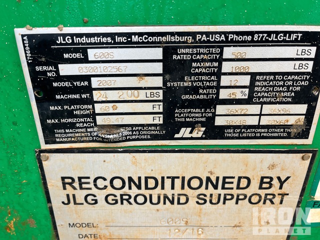 ELEVADOR TELESCóPICO 2007 JLG 4WD 600S