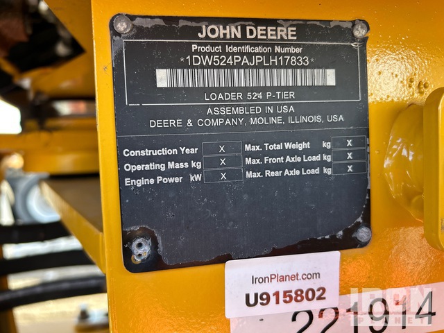 CARGADOR FRONTAL 2023 JOHN DEERE 524P