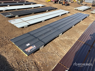 Quantity of (20) 20 ft x 3 ft Grey Metal Roof Panels (Unused)