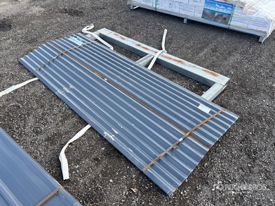 Quantity of (30) 8 ft x 3 ft Grey Metal Roof Panels (Unused)