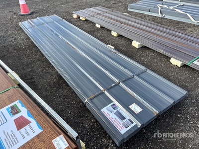 Quantity of (70) Grey Metal Roof Panels 11 Ft 9 in X 3 Ft (Unused)