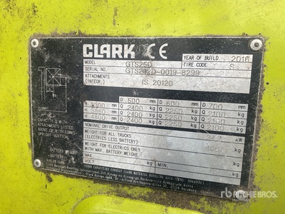2016 Clark GTS25D Forklift