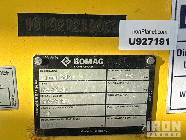 COMPACTADOR 2019 BOMAG BW206AD5