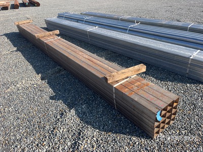 Quantity of (16) 4 in Square Blk x 20 ft 14 Gauge Steel Pijp (Unused)