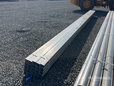 Quantity of (25) 3 in Square 11 Gauge x 24 ft Galvanized Pijp (Unused)