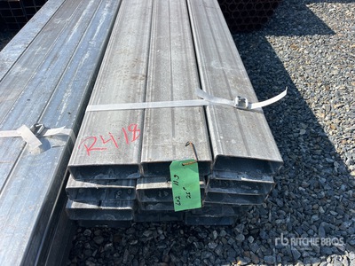 Quantity of (18) 6 in x 2 in 11 Gauge x 25 ft Galvanized Rectangle Tube (Unused)