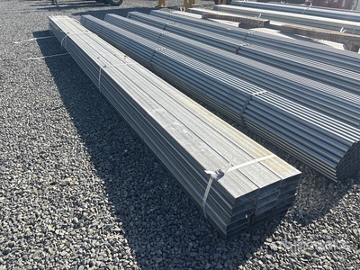 Quantity of (18) 6 in x 2 in 11 Gauge x 25 ft Galvanized Rectangle Tube (Unused)