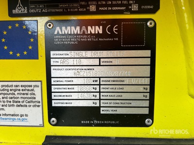 2022 Ammann ARS 110 St5 Smooth Drum Compactor (Unused)