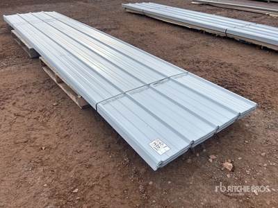 Quantity of 14 ft Grey Metal Roofing Sheets (Unused)