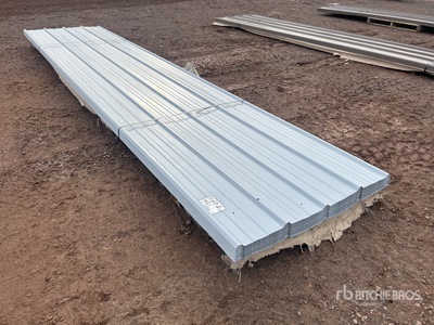 Quantity of 14 ft Grey Metal Roofing Sheets (Unused)