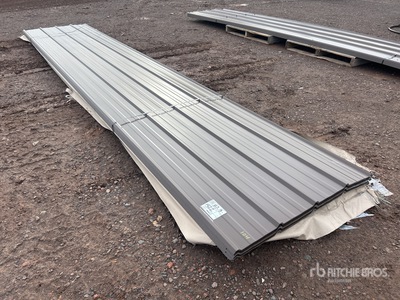 Quantity of 16 ft Brown Metal Roofing Sheets (Unused)