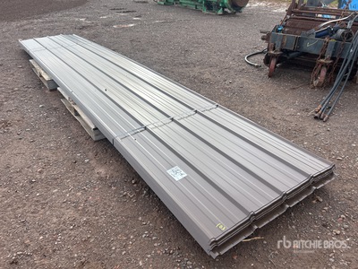 Quantity of 16 ft Brown Metal Roofing Sheets (Unused)