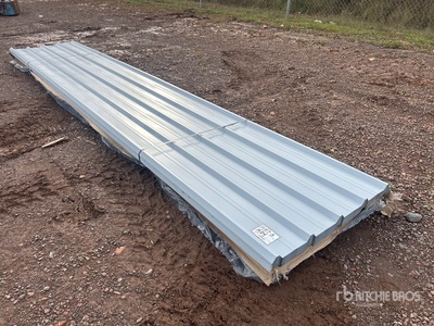 Quantity of 16 ft Grey Metal Roofing Sheets (Unused)