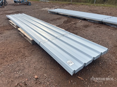 Quantity of 16 ft Grey Metal Roofing Sheets (Unused)