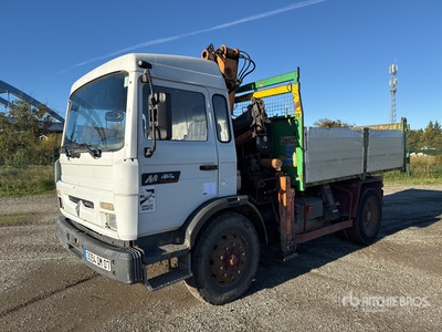 1990 atlas 80.1 4000 kg on 1998 Renault Midliner M210 4x2 Camion Plateau Avec Grue Flatbed Truck with Crane
