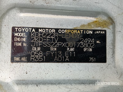 2018 Toyota Hiace 4x2 11-Seat Mini Autobus